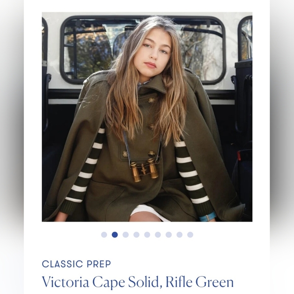 📢 NWT Classic Prep GIRLS Olive Green Victoria Cape Riffle Coat (Size: XS,S,M) - Picture 5 of 9